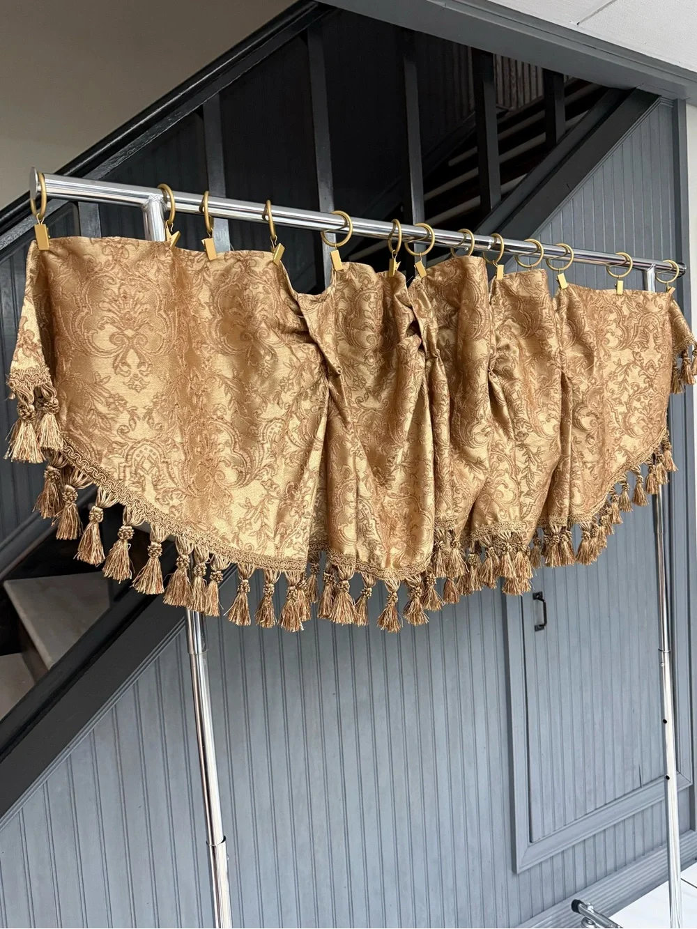 Gold Tassel Paisley Window Valance Elegant Window Treatment, Vintage Gold Tassel